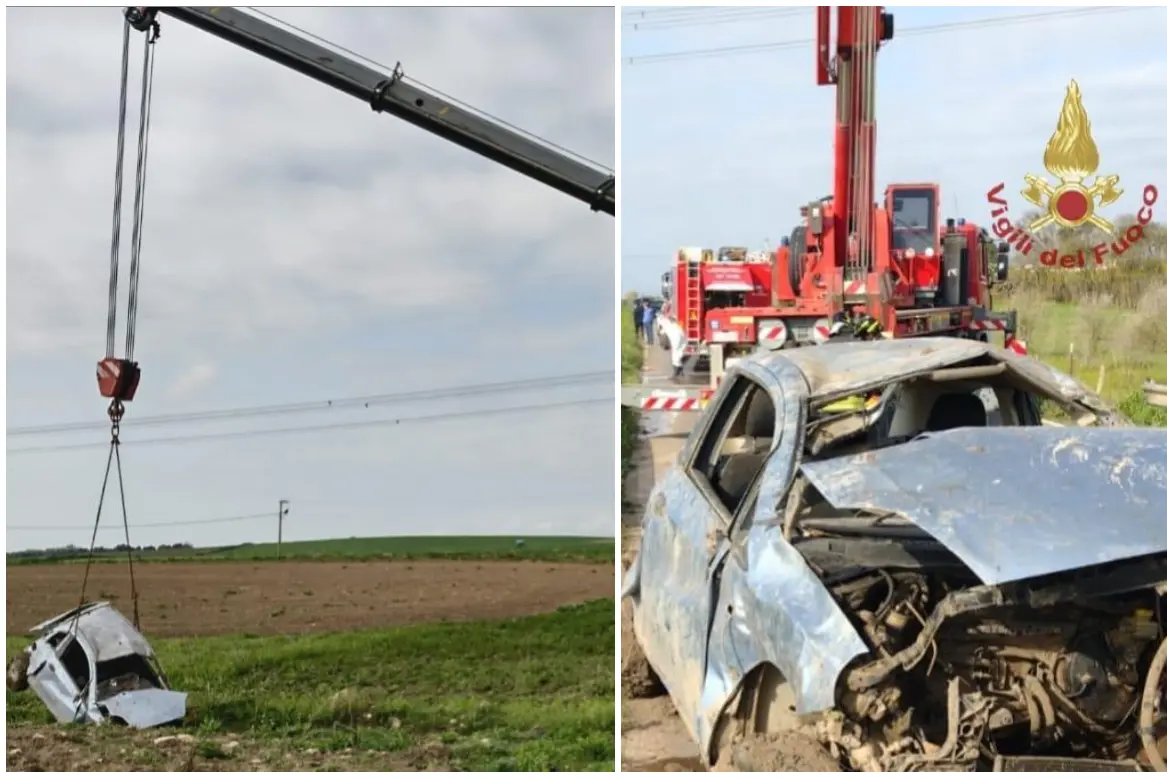L'incidente a Serrenti (foto Vigili del fuoco)