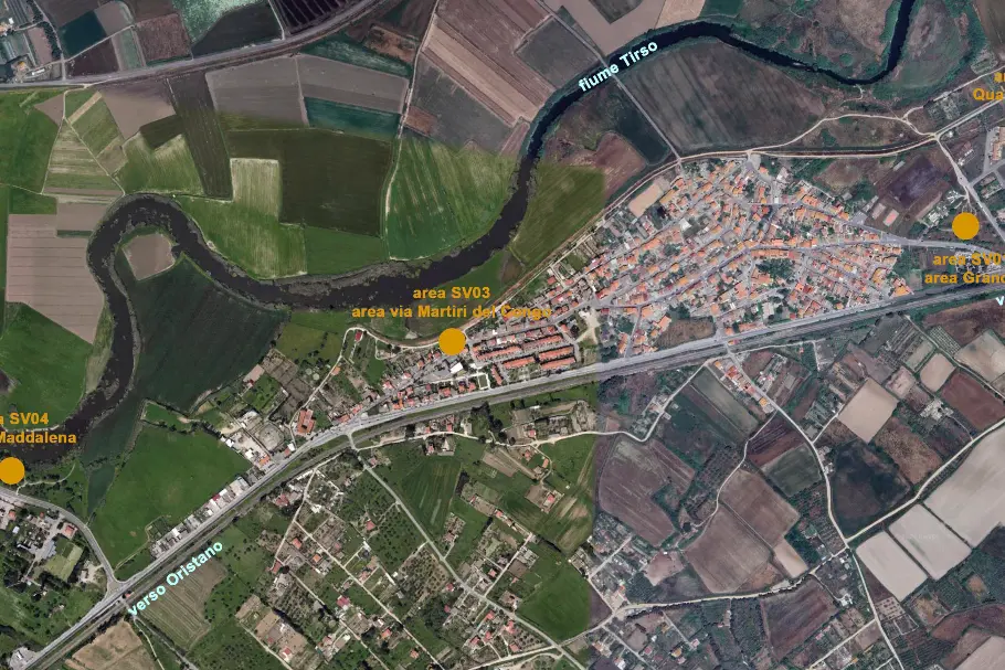 La planimetria di Silì e le aree interessate dall’intervento