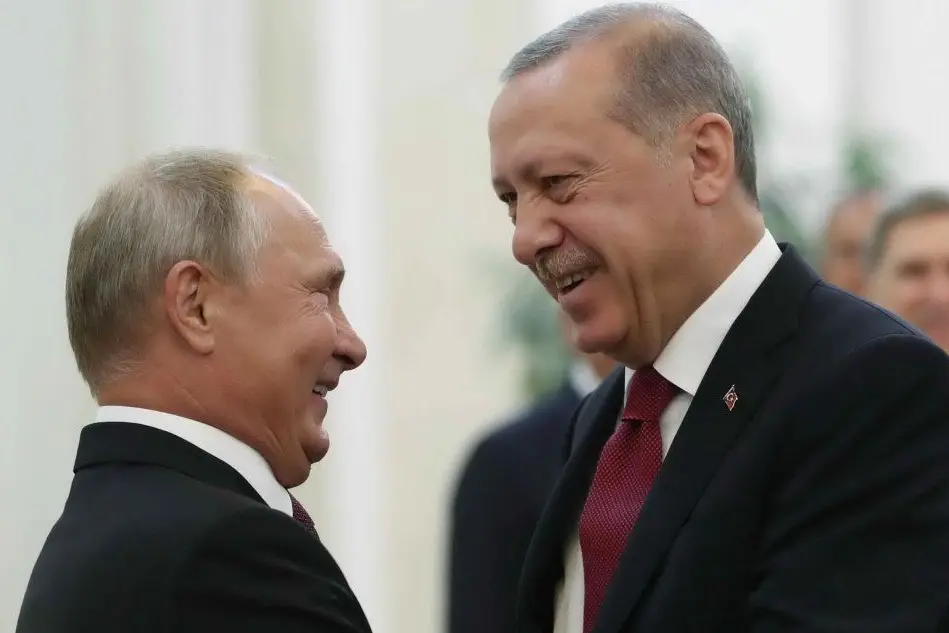 Vladimir Putin e Tayyip Erdogan (foto Ansa)
