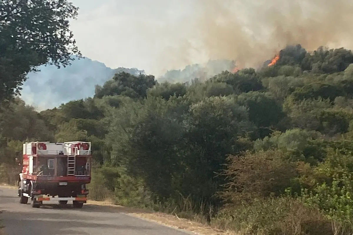 L'incendio a Orotelli (foto Vigili del fuoco)