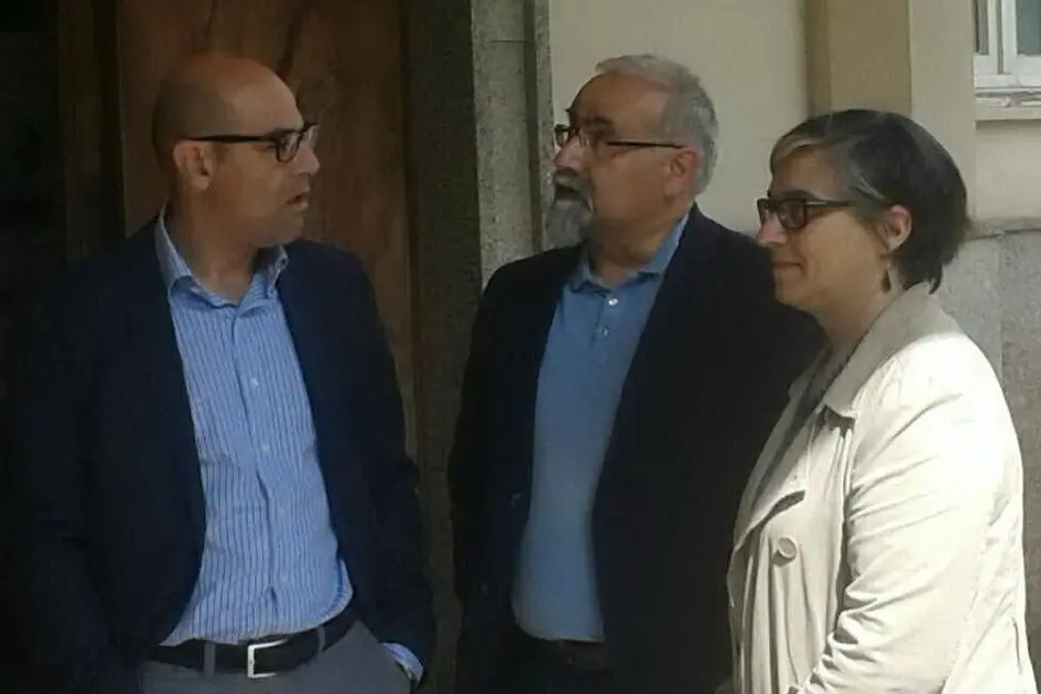I candidati sindaco: Marco Peralta, Marco Murgia, Adriana Sotgia