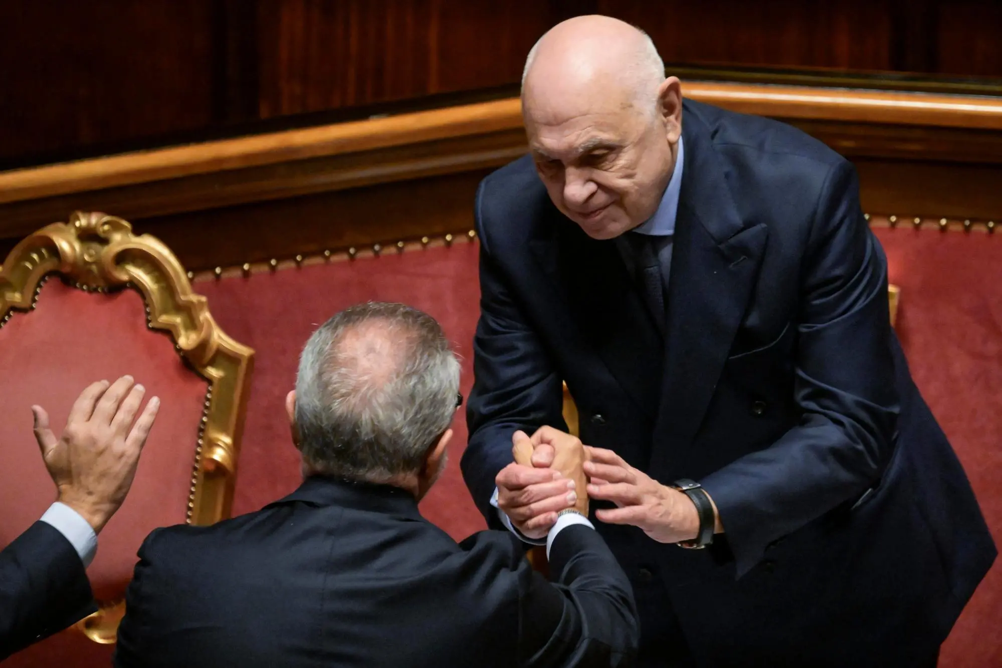 Il ministro della Giustizia, Carlo Nordio dopo il voto finale in Senato sul ddl sulla separazione delle carriere dei magistrati, Roma, 30 ottobre 2025. ANSA/RICCARDO ANTIMIANI