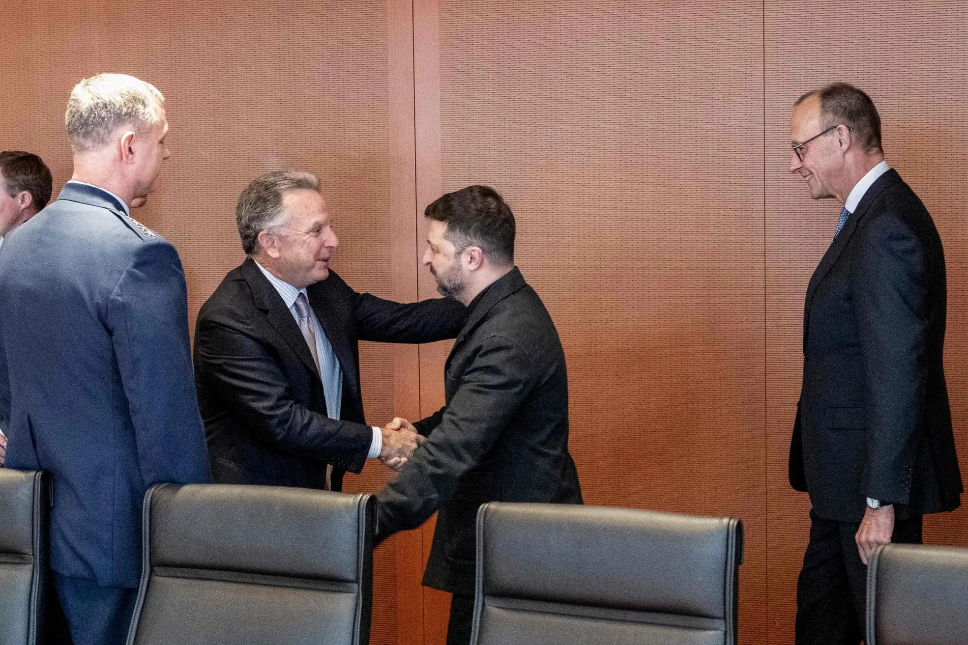 L'incontro a Berlino (foto Ansa/AFP)