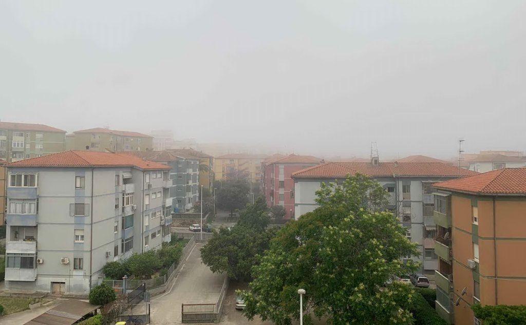 Paesaggio nebbioso a Cagliari, zona Fonsarda (foto Paola Carrus)