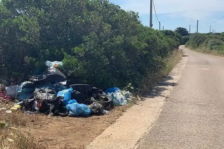 Uno dei cumuli di rifiuti nella periferia (L'Unione Sarda - Pala)