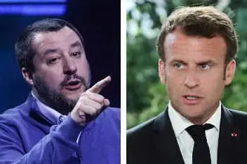 Matteo Salvini e Emmanuel Macron (Ansa)