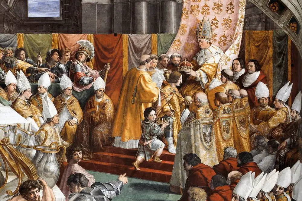 L'incoronazione di Carlo Magno raffigurata da Raffaello