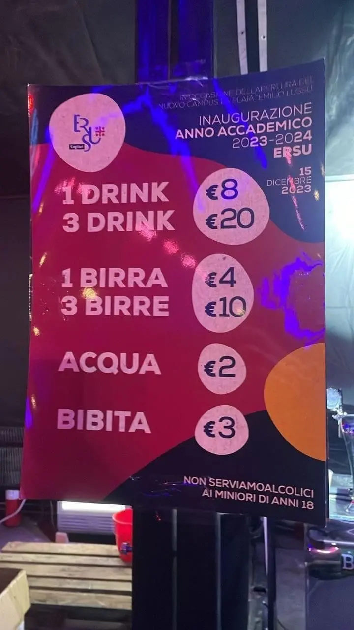 Il prezzo dei drink