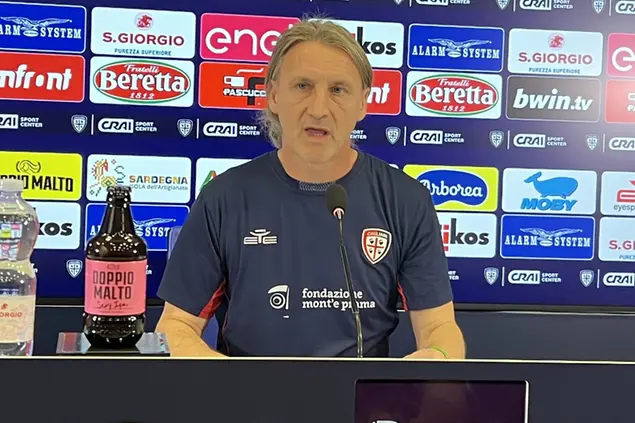 Davide Nicola in conferenza stampa alla vigilia di Empoli-Cagliari (foto Gaggini)