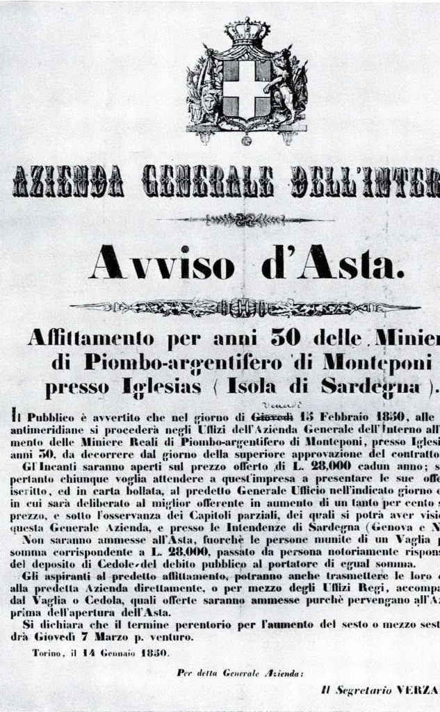 Un antico documento di concessione per le miniere