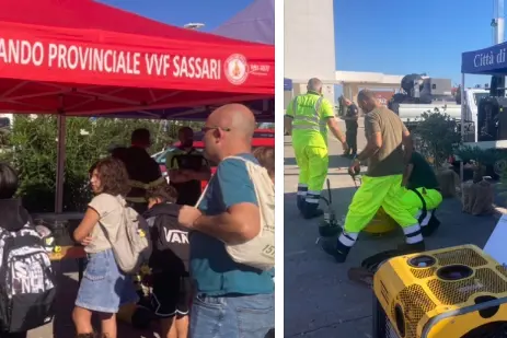 Le lezioni della Protezione civile a Porto Torres (foto Pala)