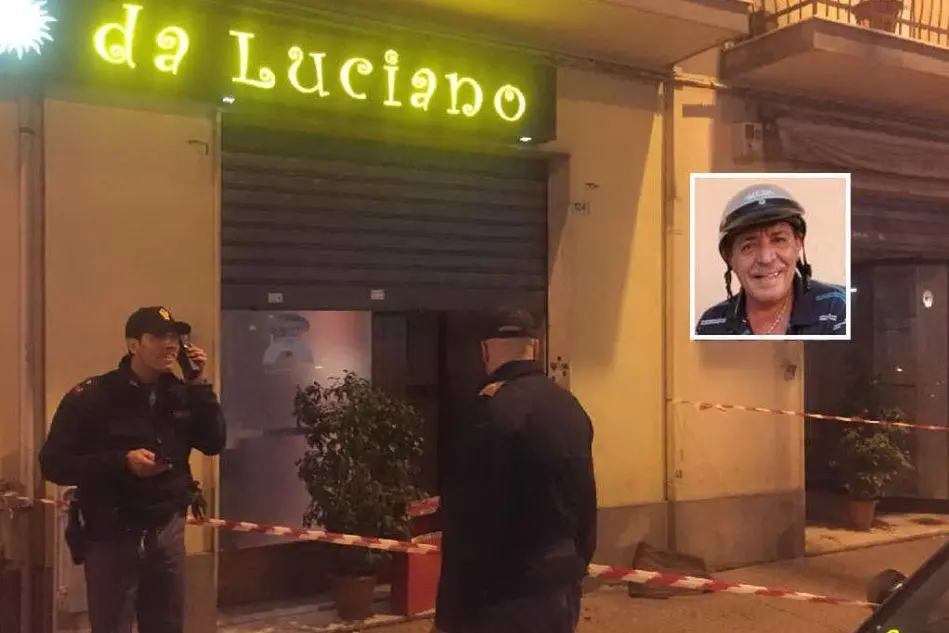 Il luogo dell'aggressione; nel riquadro Luciano Incani, il ristoratore accoltellato