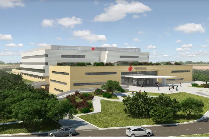 Il rendering del nuovo ospedale di San Gavino Monreale (Archivio L'Unione Sarda)