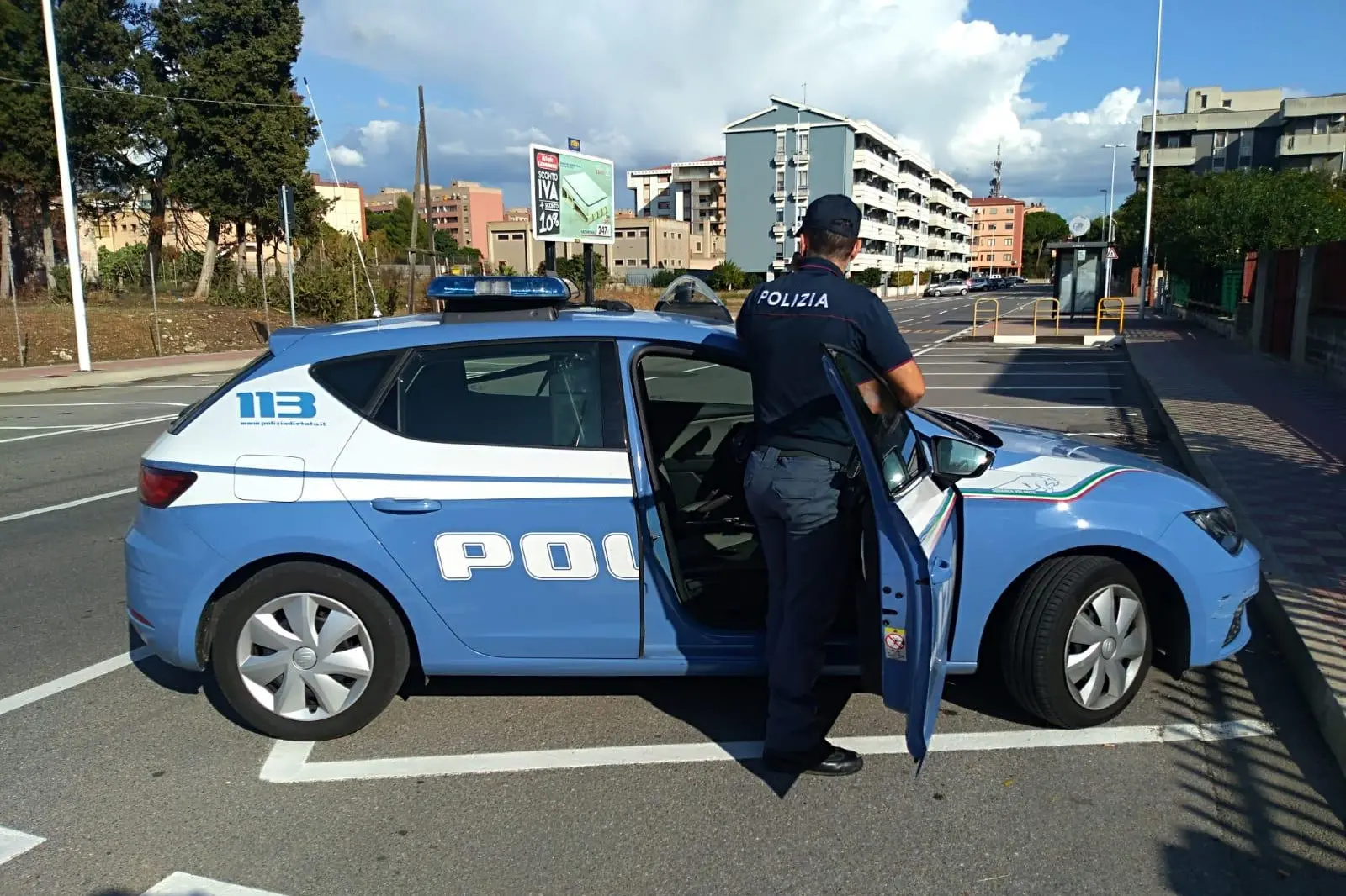 Una pattuglia della Polizia a Mulinu Becciu durante uno dei controlli effettuati in passato