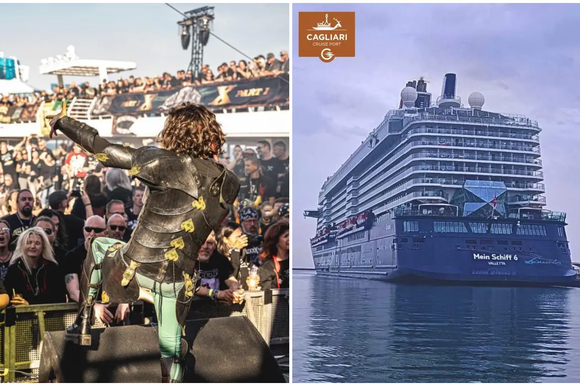 A sinistra un concerto della Full Metl Cruise (foto dal sito ufficiale). A destra la Mein Schiff 6