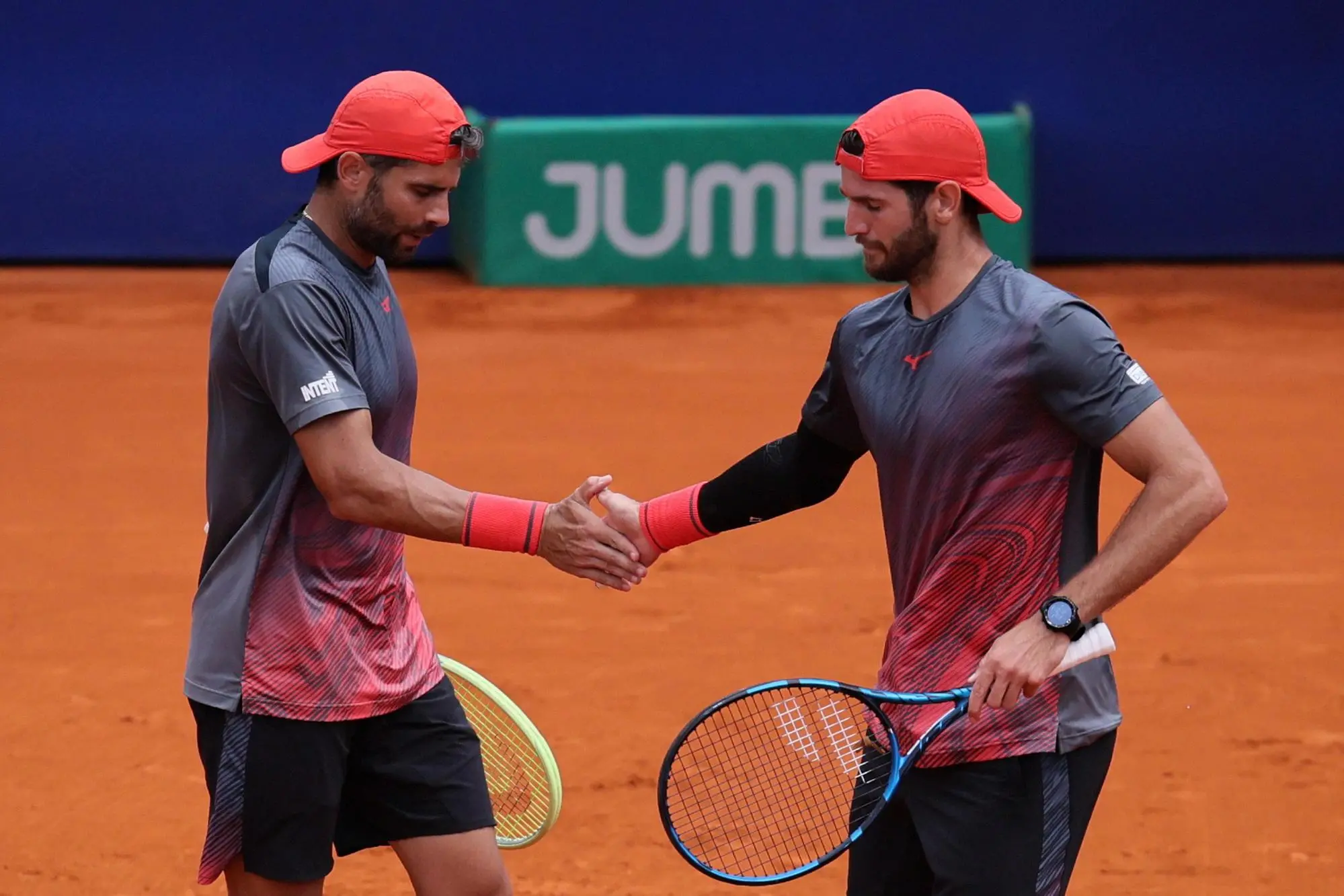 epa11164386 Andrea Vavassori and Simone Bolelli of Italy in action against Marcel Granollers of Spain and Horacio Zeballos of Argentina during the Men's doubles final of the IEB Argentina Open tournament in Buenos Aires, Argentina, 18 February 2024. EPA/Luciano Gonzalez