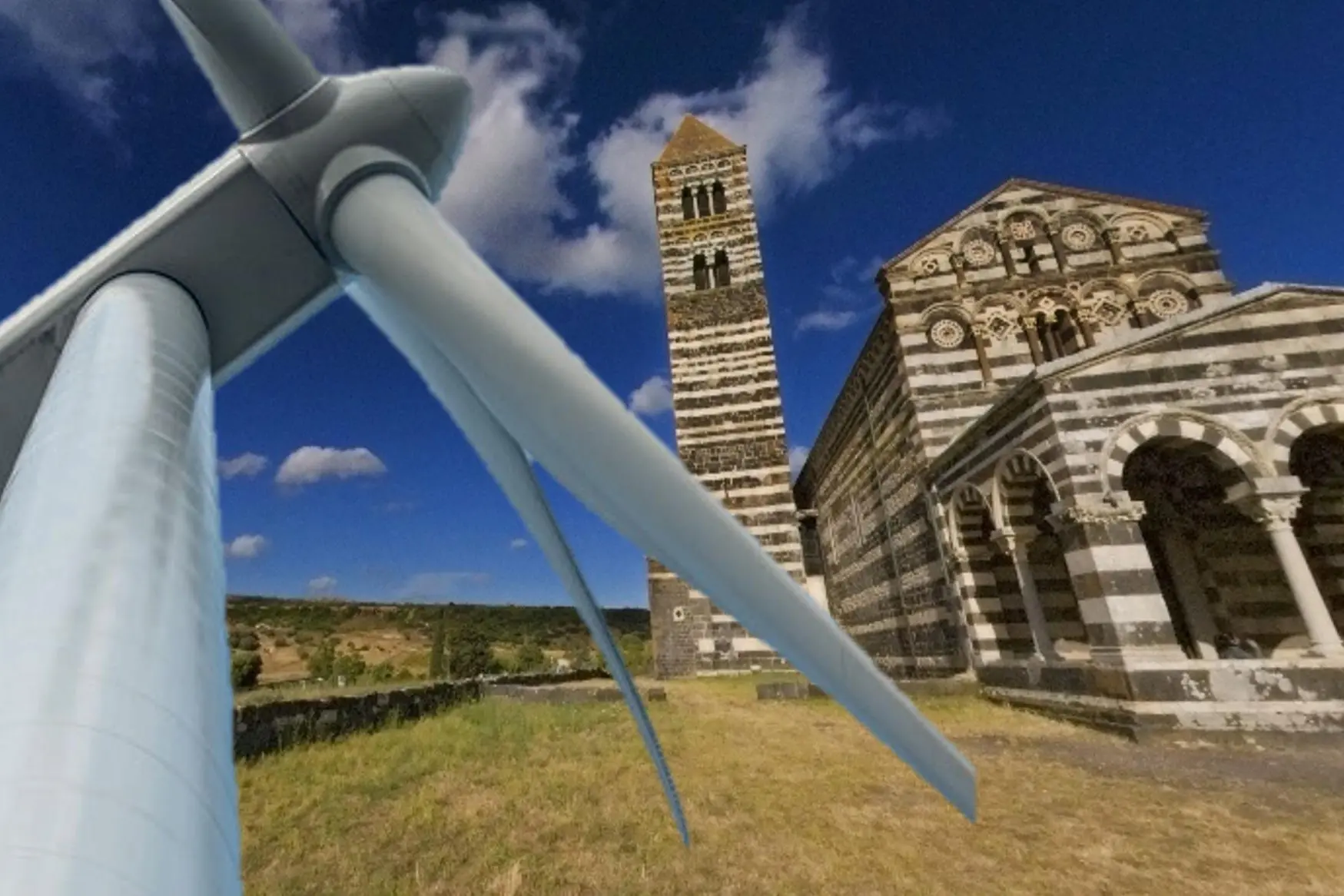 La basilica di Saccargia minacciata dalle pale eoliche