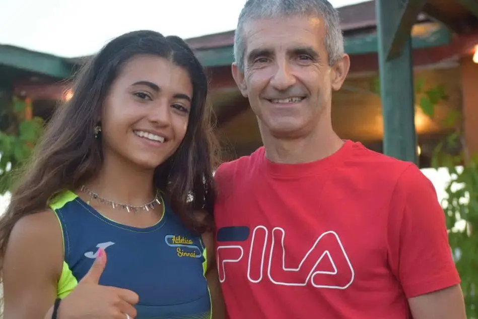 Francesca, Nina Serra con l'allenatore Mauro Muscas (Foto A.Serreli)