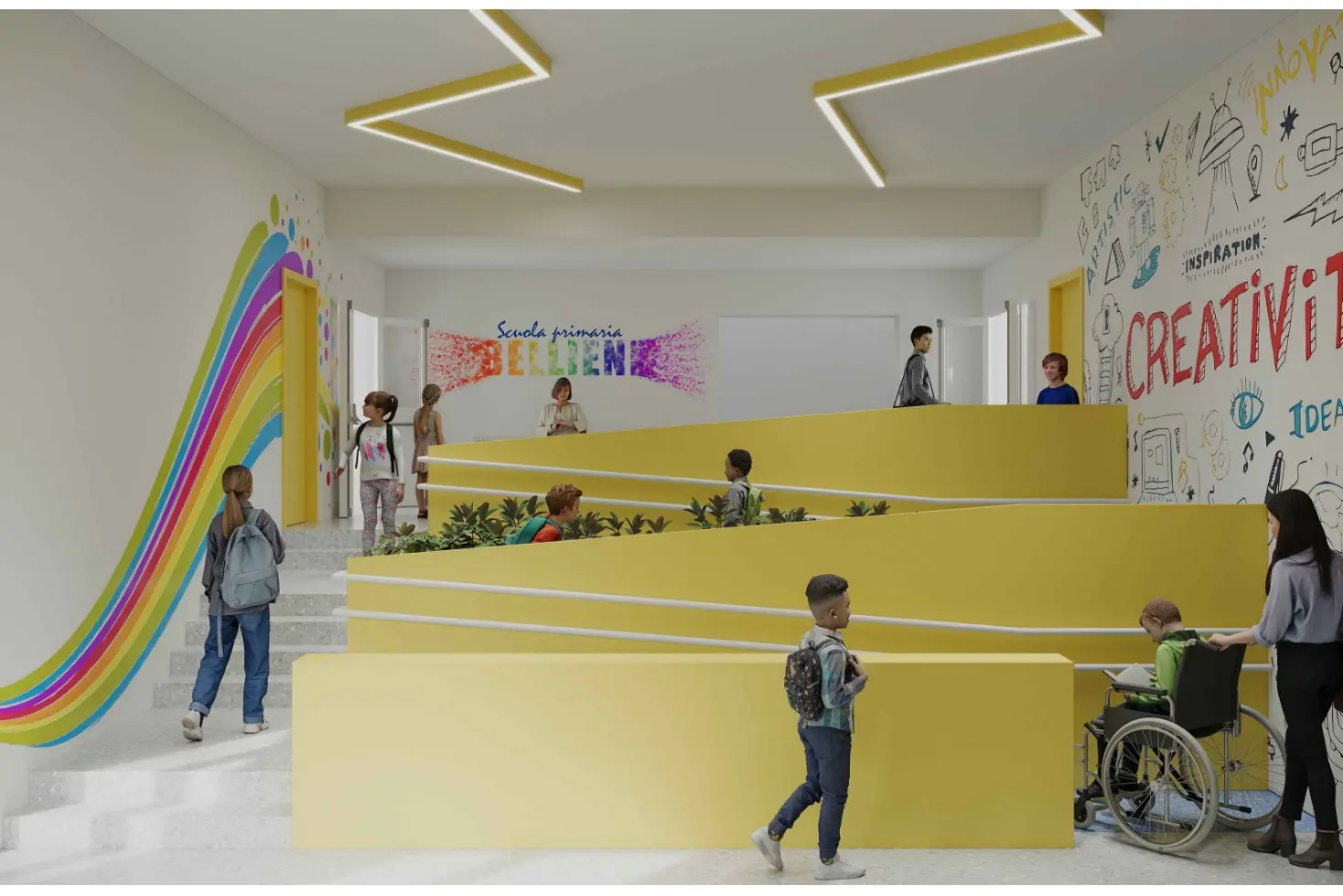 Rendering scuola Bellieni a Porto Torres (foto concessa)