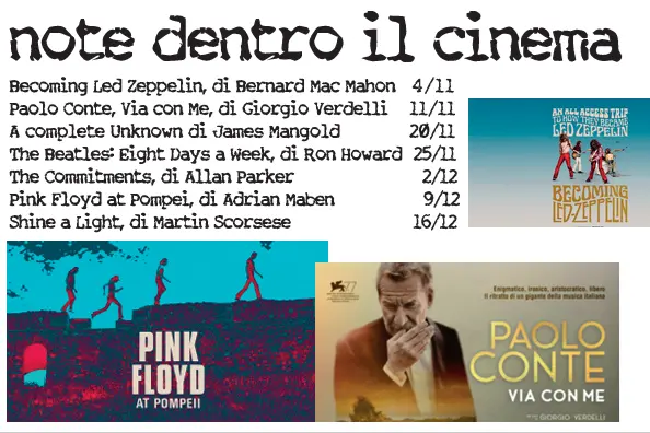 La locandina di “Musica Musica, note dentro il cinema”