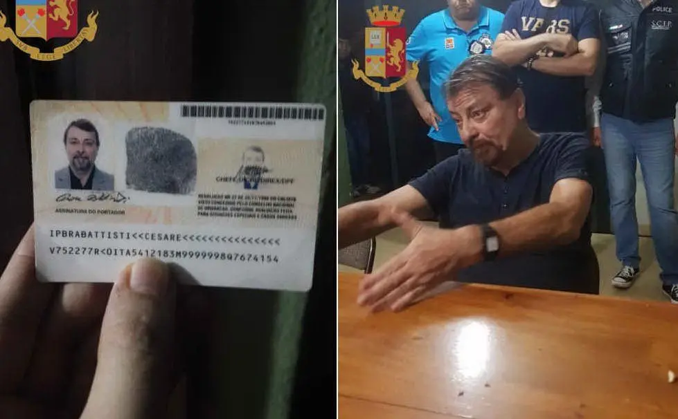 Due foto scattate dalla Polizia subito dopo l'arresto di Battisti in Bolivia