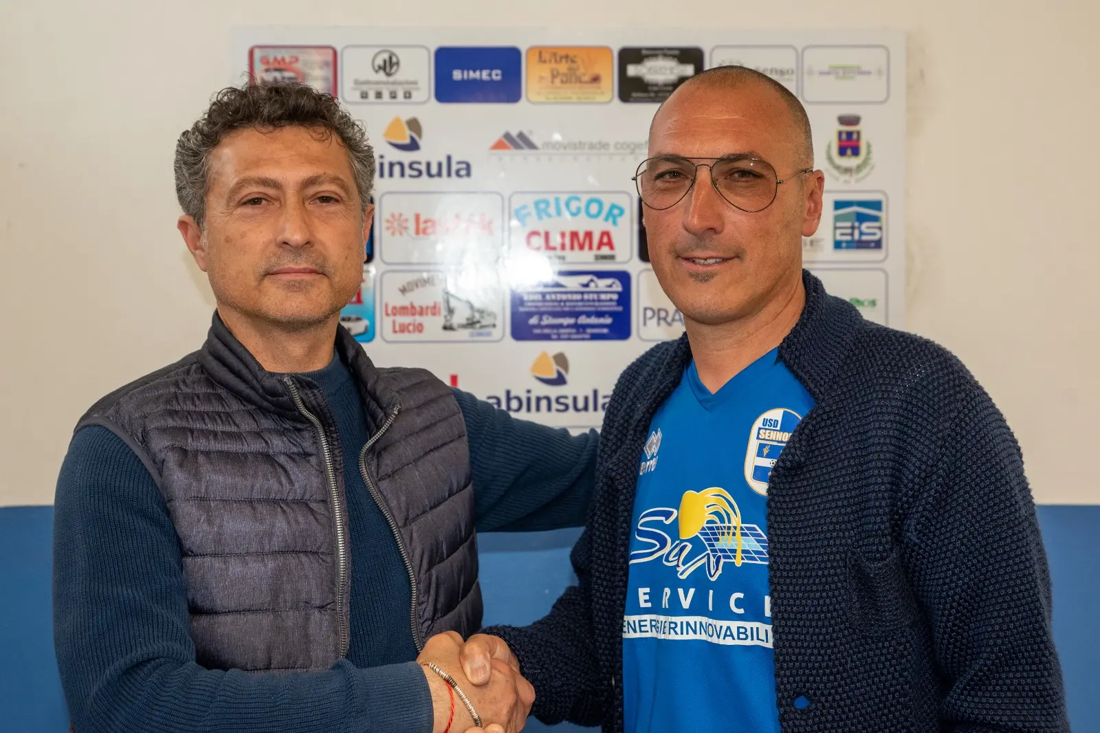 Nella foto il tecnico Massimiliano Nieddu (a sinistra) col presidente Gianni Desini (foto Tellini)
