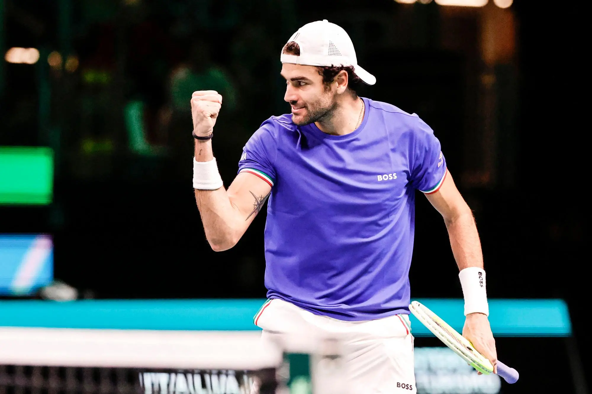 Italy tennis player Matteo Berrettini during single tennis match against Austria player Jurij Rodionov during Davis Cup 2025 Final 8 at Fiere Exhibition Centre in Bologna Italy, 19 November 2025. ANSA /ELISABETTA BARACCHI