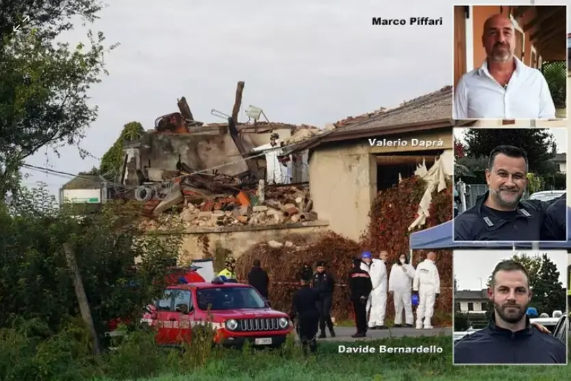 Il casolare esploso e i 3 carabinieri morti