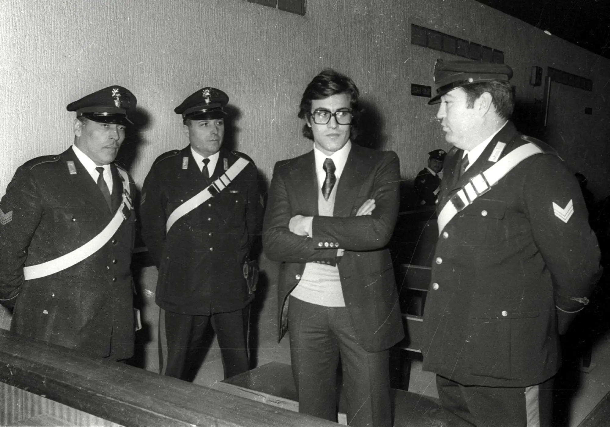 Achille Lollo nel 1975, durante il processo per la strage di Primavalle