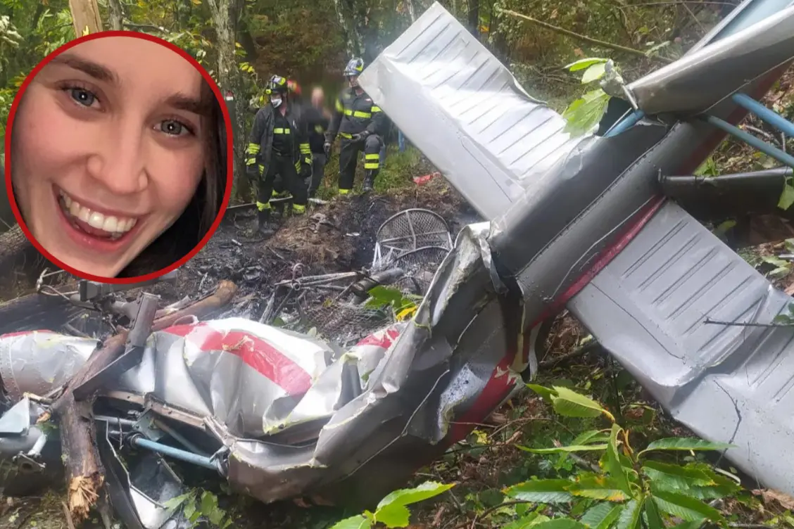 L'elicottero Caduto e, nel tondo, Naomi Maiorani
