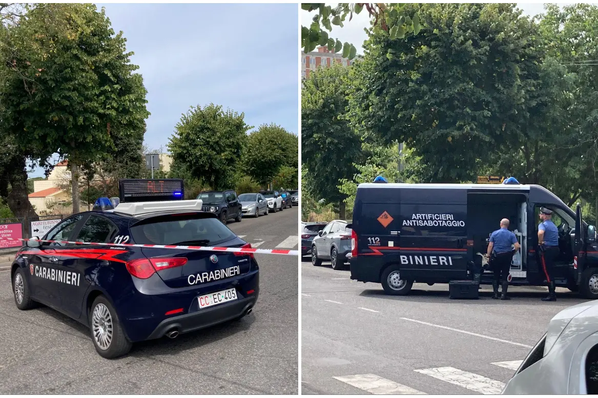 Via Mannironi a Nuoro chiusa al traffico e l'intervento degli artificieri (foto Ledda)