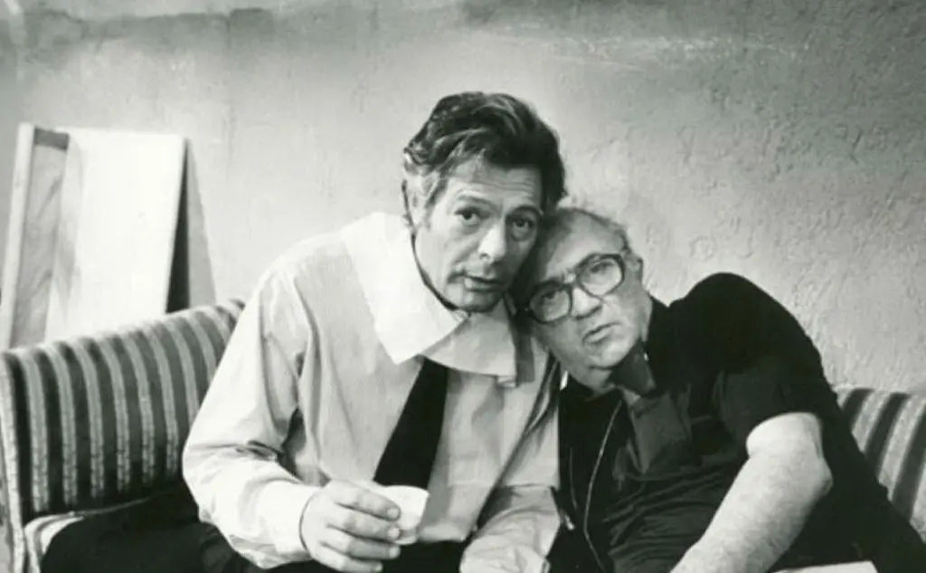 Mastroianni e Fellini sul set de &quot;La città delle donne&quot; (Courtesy Cineteca di Bologna/Reporters Associati)