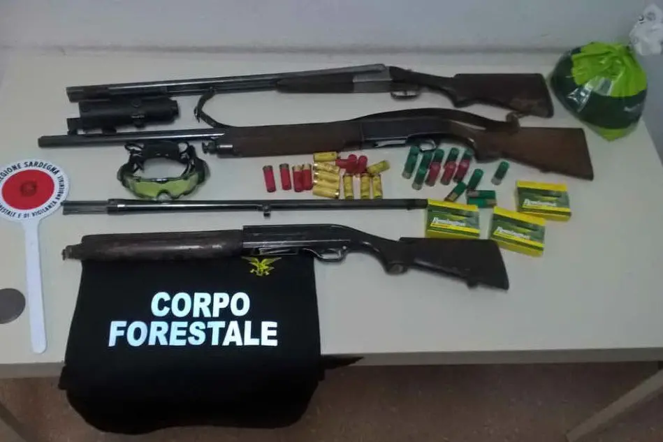 Alcuni fucili sequestrati (foto Corpo Forestale)
