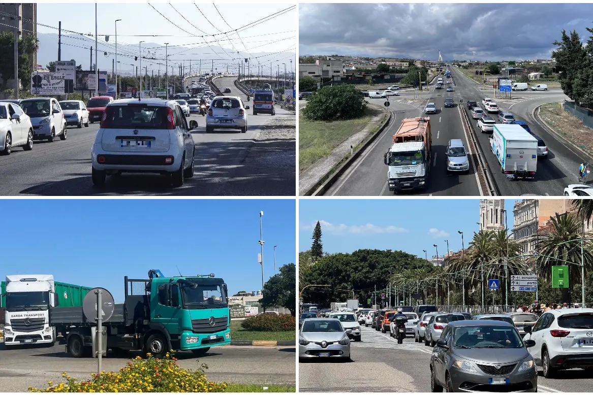 Traffico a Cagliari e alle porte della città (foto L'Unione Sarda)