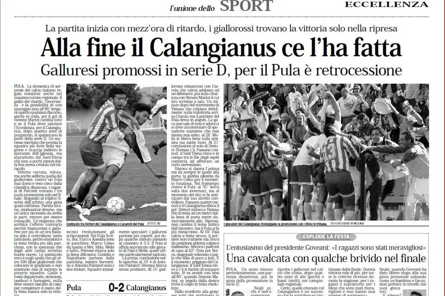 Il successo del Calangianus, promosso in Serie D