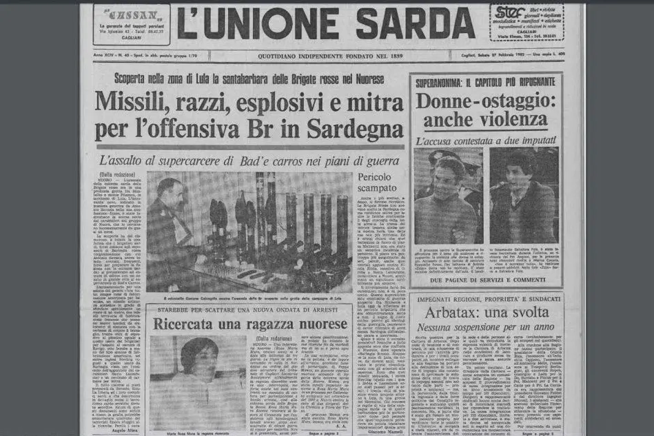 #AccaddeOggi: 27 febbraio 1982, scoperto a Lula l'arsenale delle Brigate Rosse