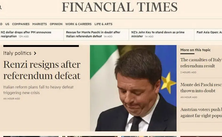 Referendum: la sconfitta di Renzi sui media esteri