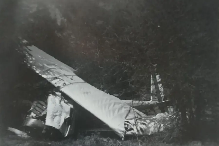 L'aereo dopo lo schianto\u00A0(foto concessa da PierCarlo Porporato)