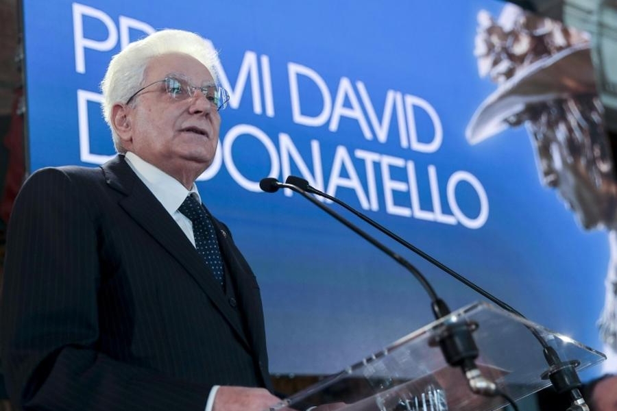 Il presidente Sergio Mattarella in occasione della presentazione al Quirinale dei candidati al David di Donatello (foto Ansa)