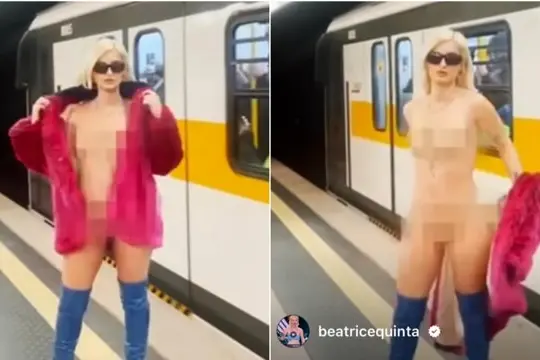 Beatrice Quinta in due fermo immagine del video pubblicato sul suo profilo Instragram