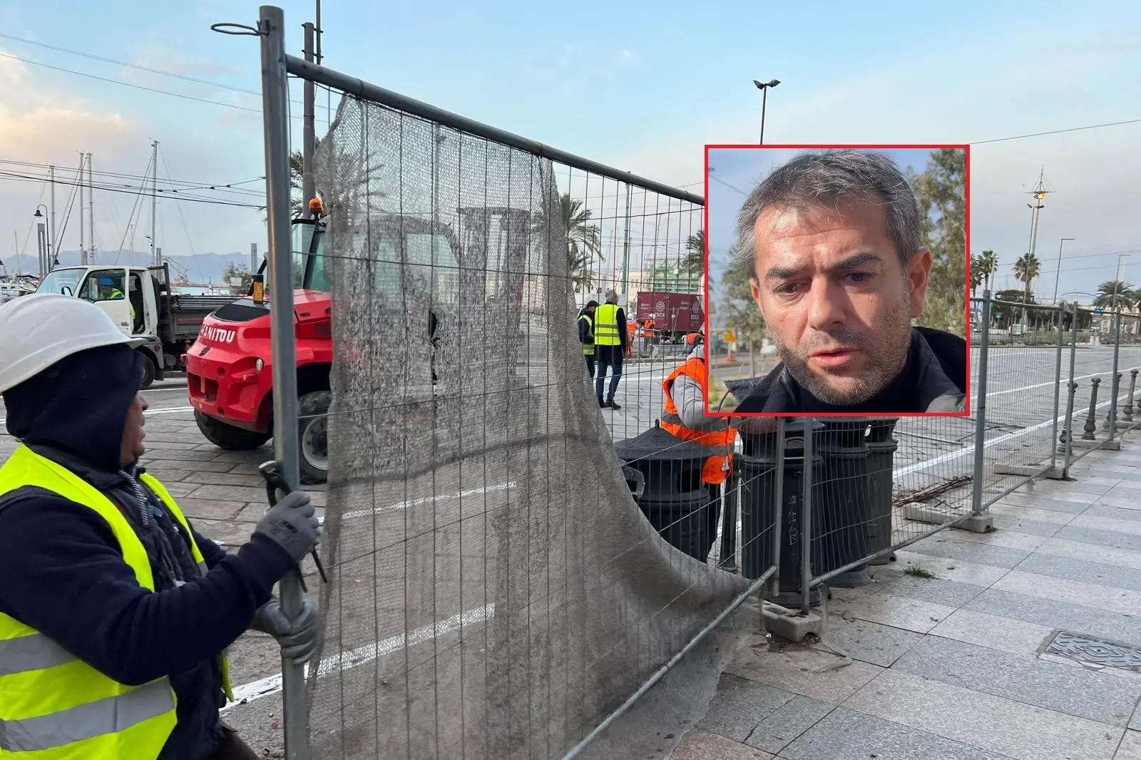 La riapertura di via Roma e, nel riquadro, il sindaco di Cagliari Massimo Zedda