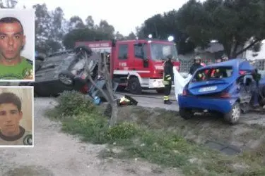 il luogo dell'incidente. Nel riquadro in alto Giuseppe Etzi, sotto Stefano Zucca