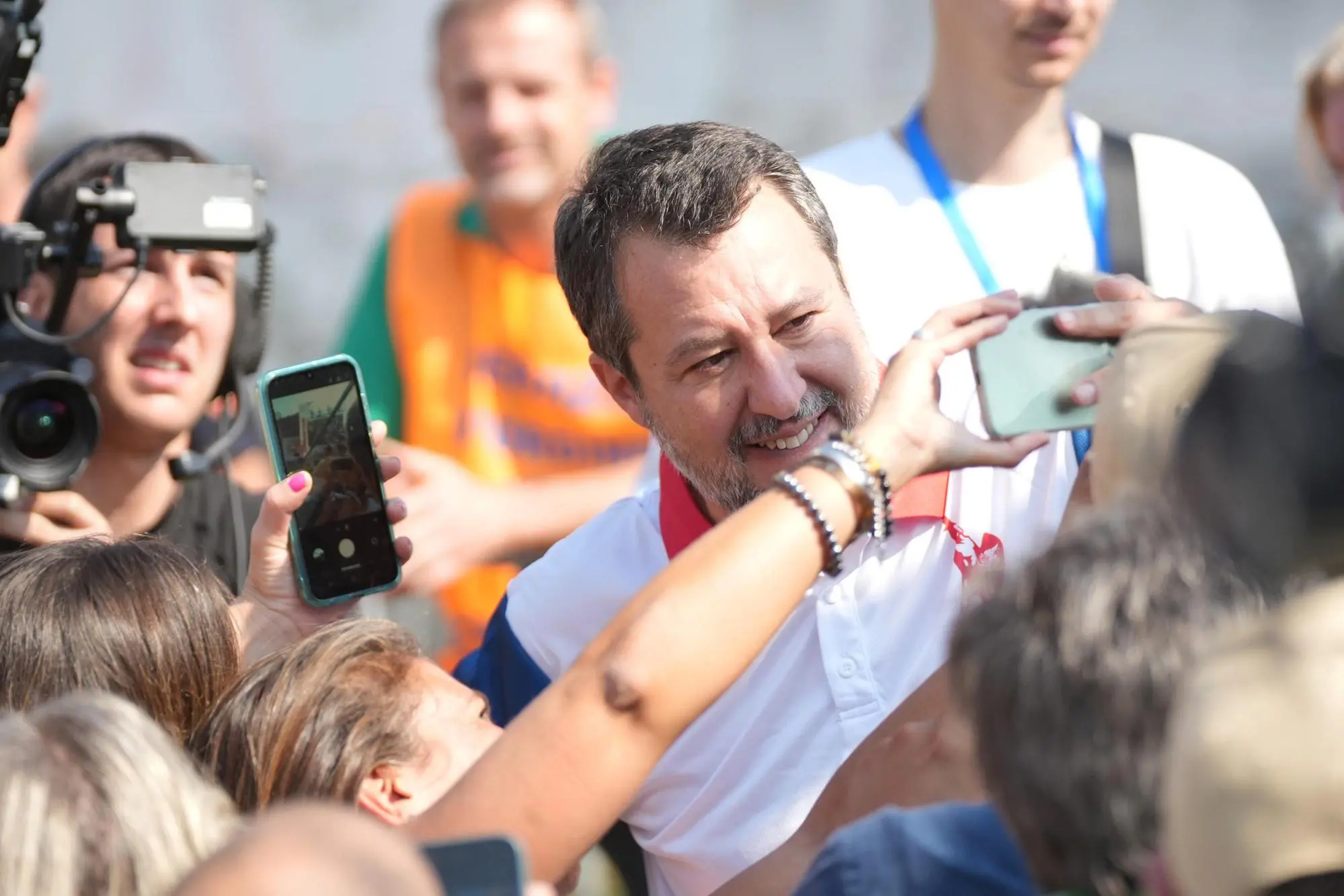 Matteo Salvini (National Secretary of Lega, Vice President of the Council of Ministers of Italy and Minister of Infrastructure and Transport) during the traditional Lega party rally in Pontida (Bergamo), 21 september 2025. ANSA/MICHELE MARAVIGLIA