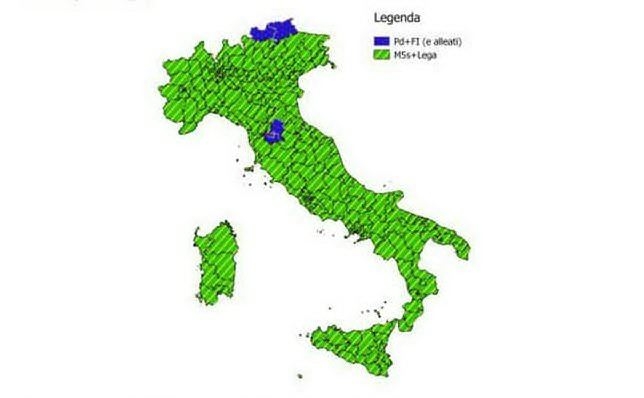 Lo scenario di voto in Italia elaborato dall'Istituto Cattaneo sui dati del Ministero dell'Interno