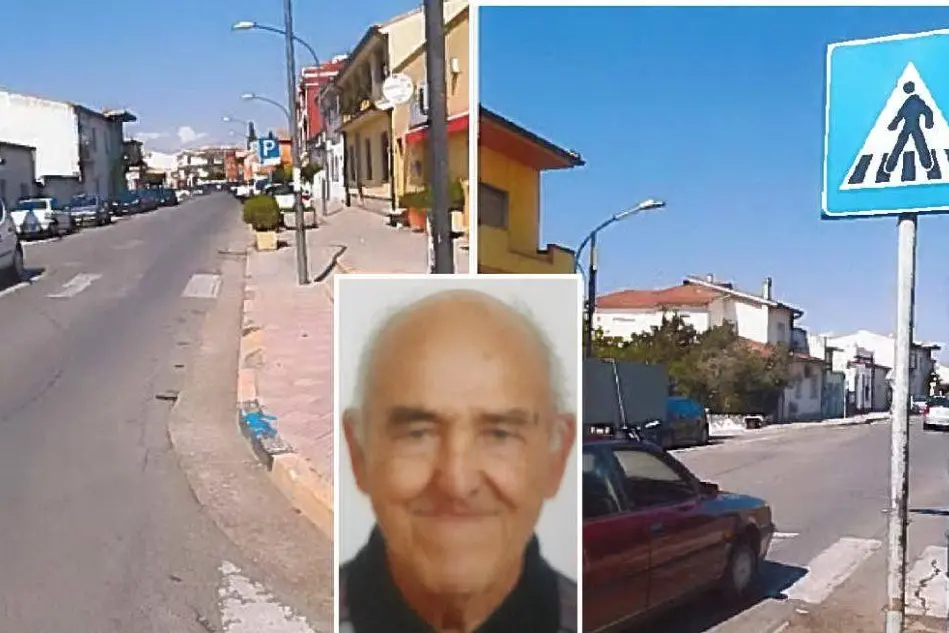 Due immagini del luogo dell'incidente e, nel riquadro, Francesco Mulas (foto Studio 3A)