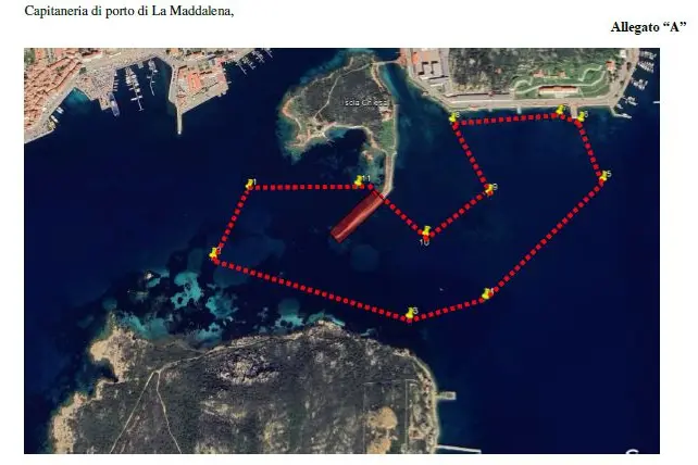 La Maddalena, planimetria allegata a ordinanza della Capitaneria di Porto