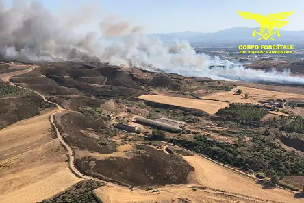 L'incendio a Monastir (foto Corpo forestale)