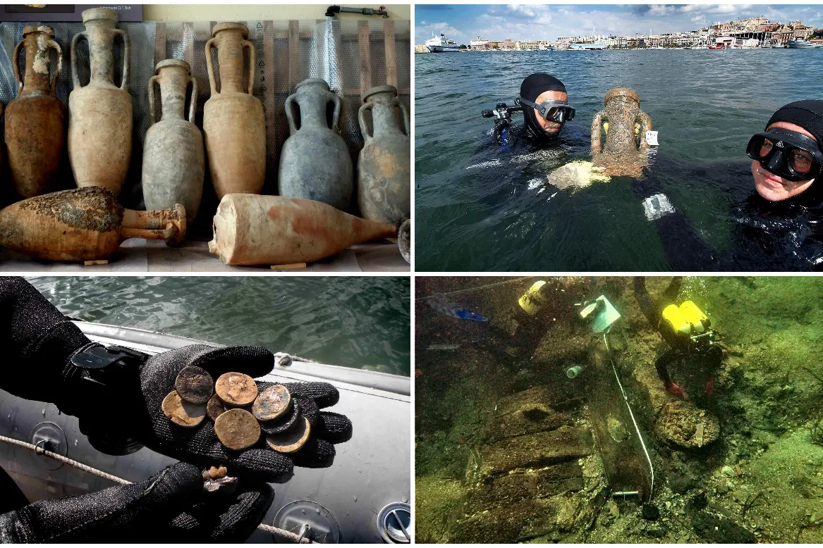I preziosi ritrovamenti nel Golfo degli Angeli (foto Piras)