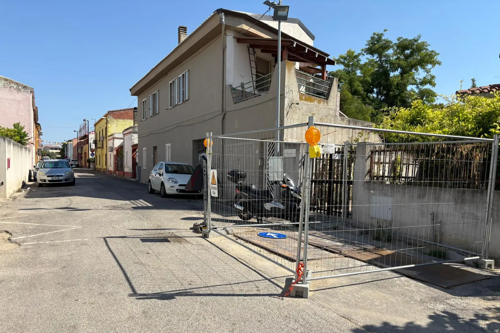Il cantiere di Abbanoa in via Veneto a Senorbì