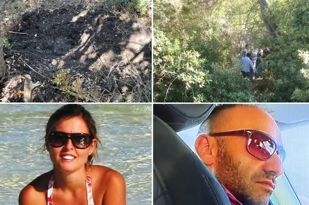 Sopra: il luogo del ritrovamento. Sotto: Francesca Deidda e il marito Igor Sollai (Ansa/Serreli)